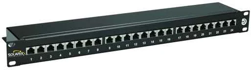 SOLARIX patch panel, CAT5E, 24 x RJ45, STP, čierny, 1U SX24-5E-STP-BK