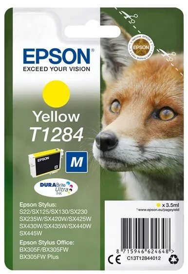Epson T1284 Yellow 3,5ml pre Stylus S22/SX125/SX130/420W/425W, Stylus Office BX305F - originálne C13T12844012
