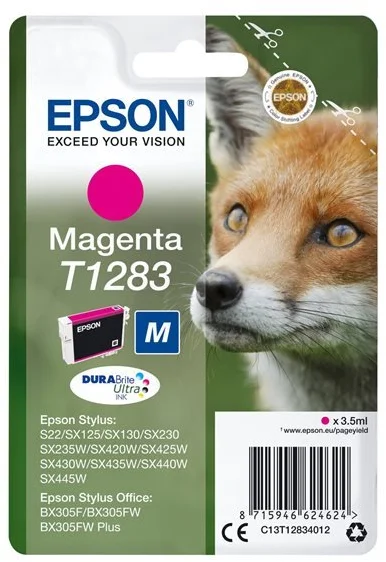 Epson T1283 Magenta 3,5ml pre Stylus S22/SX125/SX130/420W/425W, Stylus Office BX305F - originálne C13T12834012