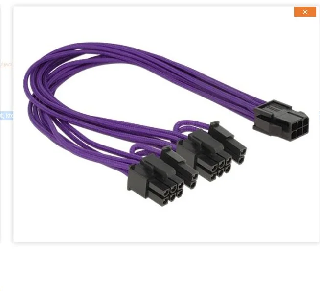 Delock napájací kábel PCI Express 6 pin samica > 2 x 8 pin samec textilný tienenie fialové 83704