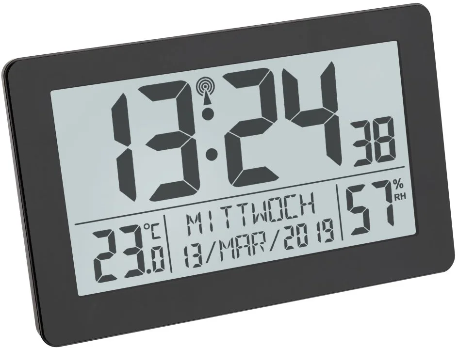 TFA rádiom riadené hodiny s teplomerom a vlhkomerom 60.2557.01 TFA60.2557.01