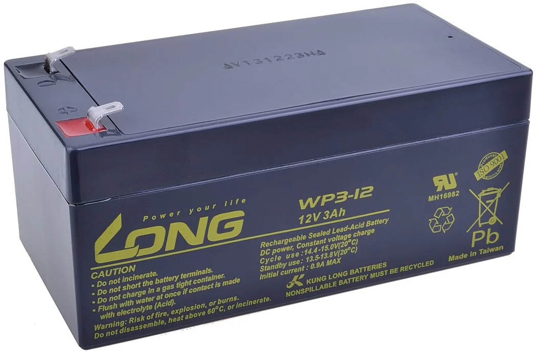 Long 12V 3Ah olovený akumulátor F1 (WP3-12) PBLO-12V003-F1