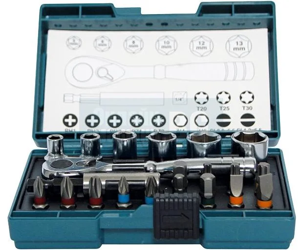 Makita B-54081 sada bitov a nástrčných kľúčov šesťhran 1/4", 21 ks