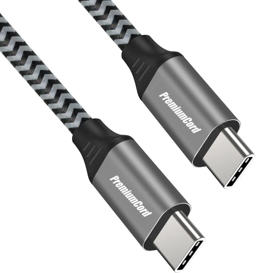 Kábel PremiumCord USB-C M/M, 100W 20V/5A 480Mbps bavlnené opletenie, 1,5 m