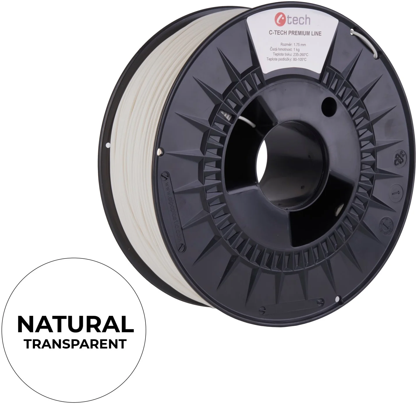 C-TECH PREMIUM LINE Printing Filament, ASA, prírodný, 1,75 mm, 1 kg