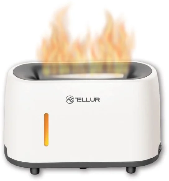 Tellur plameňový aróma difuzér, 240 ml, LED, biely