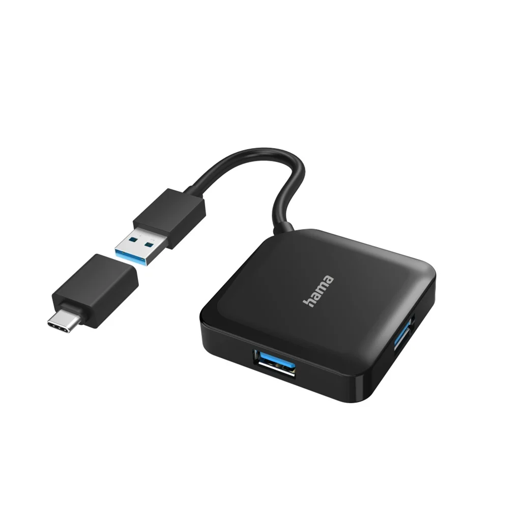 Rozbočovač USB Hama, 4 porty, USB 3.2 Gen 1, adaptér USB-C