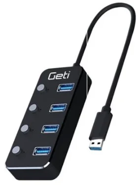 Geti USB hub 4x USB-A 3.0 GUH4AS s prepínačmi