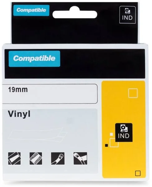 Kompatibilná páska PRINTLINE s DYMO 18442, 19 mm, 5,5 m, čierna tlač/zelené p., RHINO, vinyl.