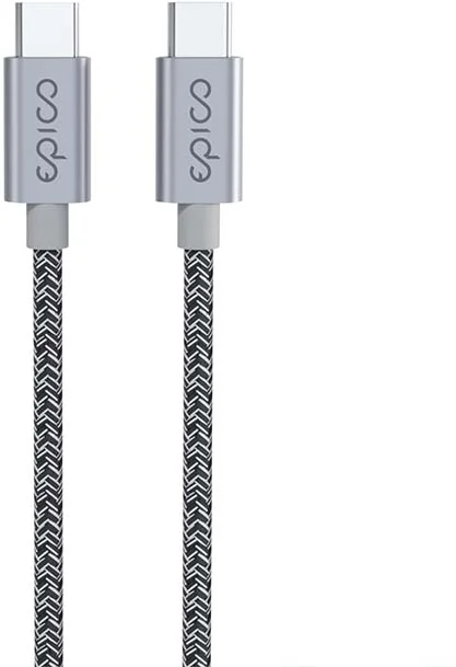 Epico opletený kábel USB-C na USB-C 1,2 m - vesmírne sivý