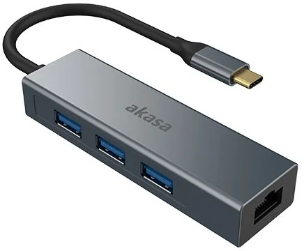 AKASA - Rozbočovač USB typu C 4 v 1 s Ethernetom