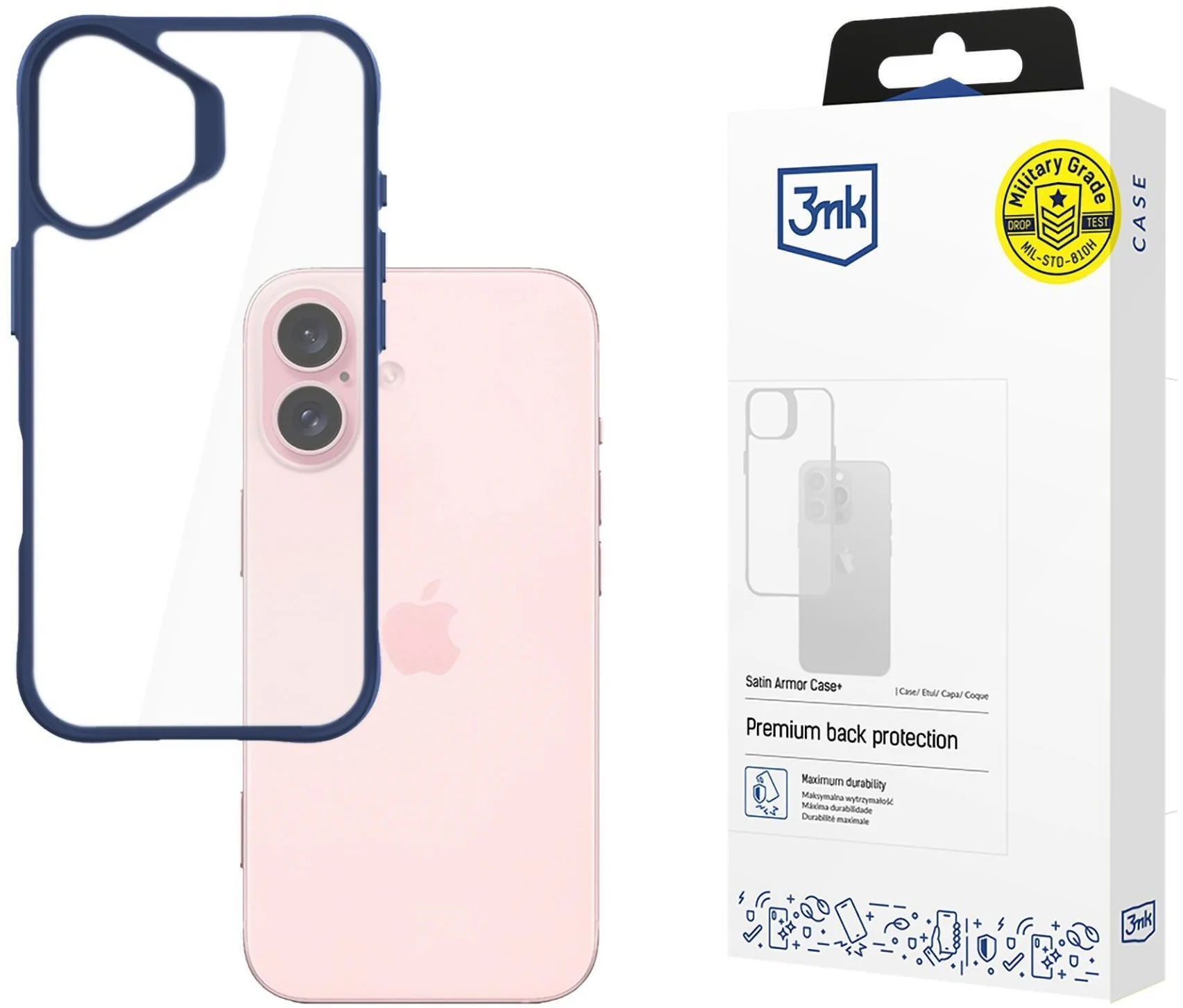 3mk Satin Armor Case+ Blue pre Apple iPhone 16