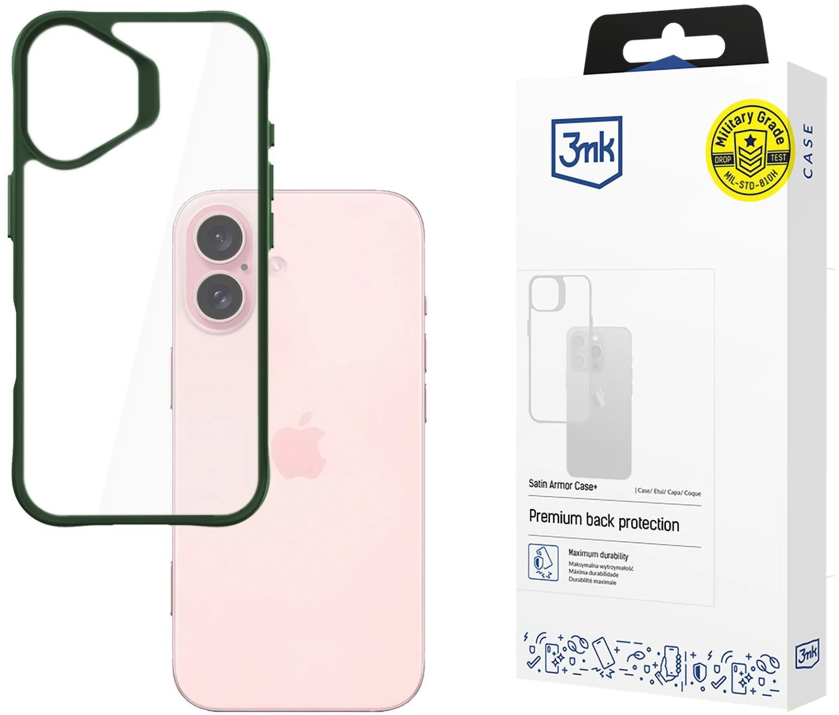3mk Satin Armor Case+ Green pre Apple iPhone 16