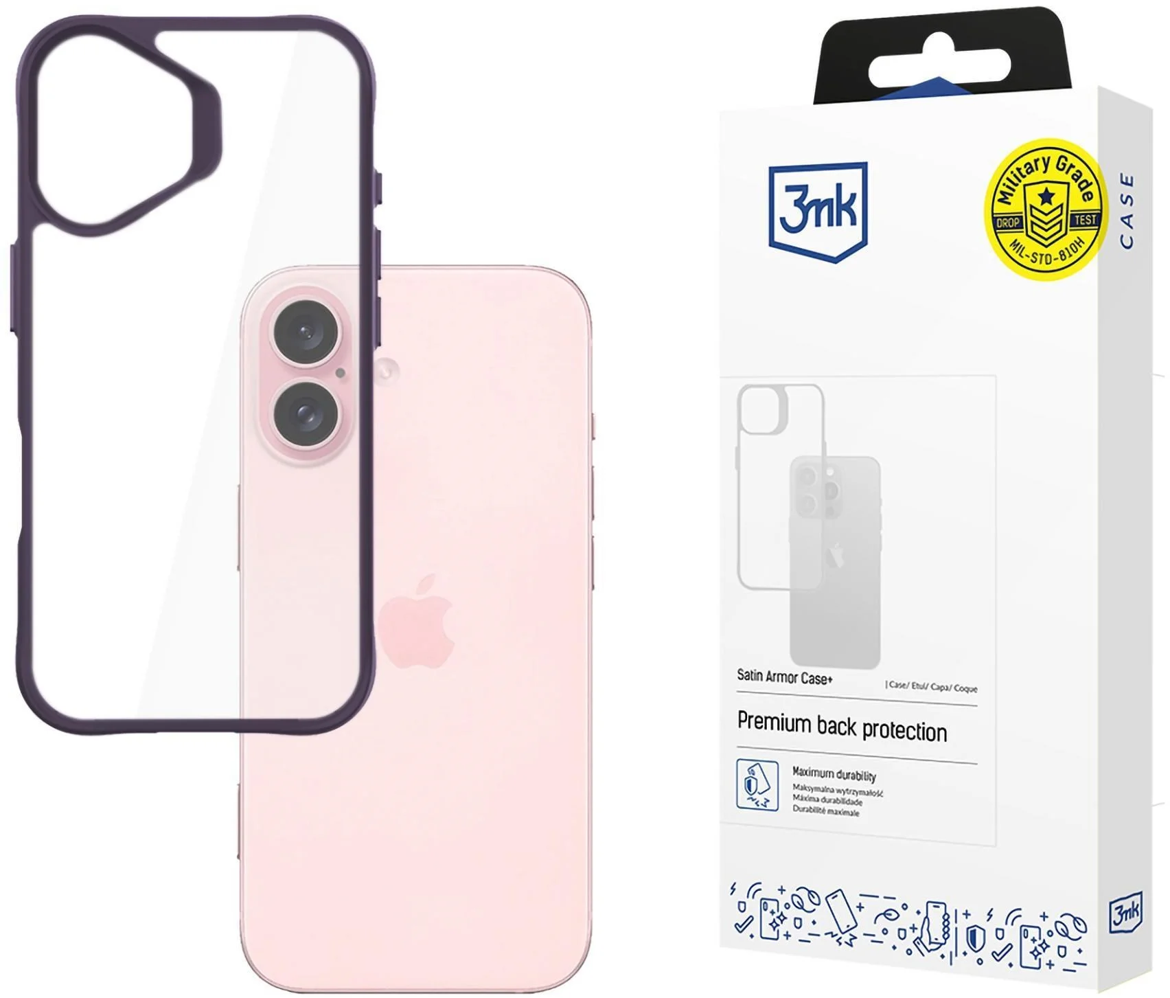 3mk Satin Armor Case+ Purple pre Apple iPhone 16