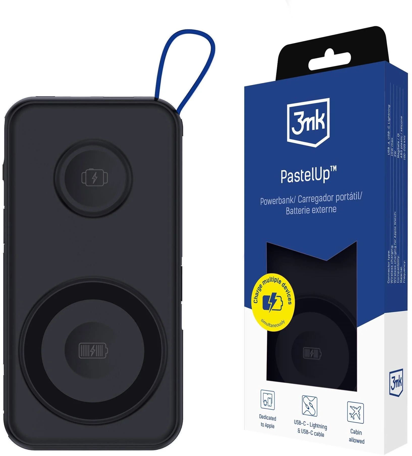 3mk PastelUp Powerbank 10 000mAh 22,5W USB 1A1C čierna