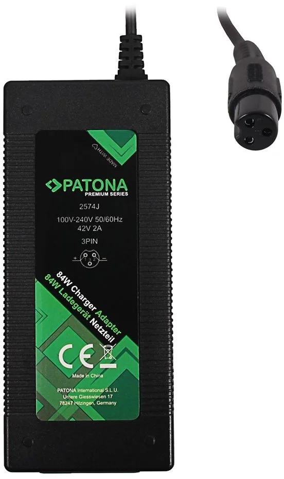 PATONA nabíjačka pre elektrické kolobežky a Hoverboardy 42V/2A/84W 3pin