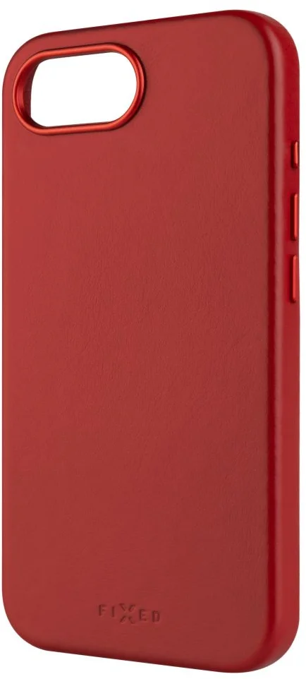 Zadný kožený kryt FIXED MagLeather s podporou MagSafe pre Apple iPhone 16e, červený