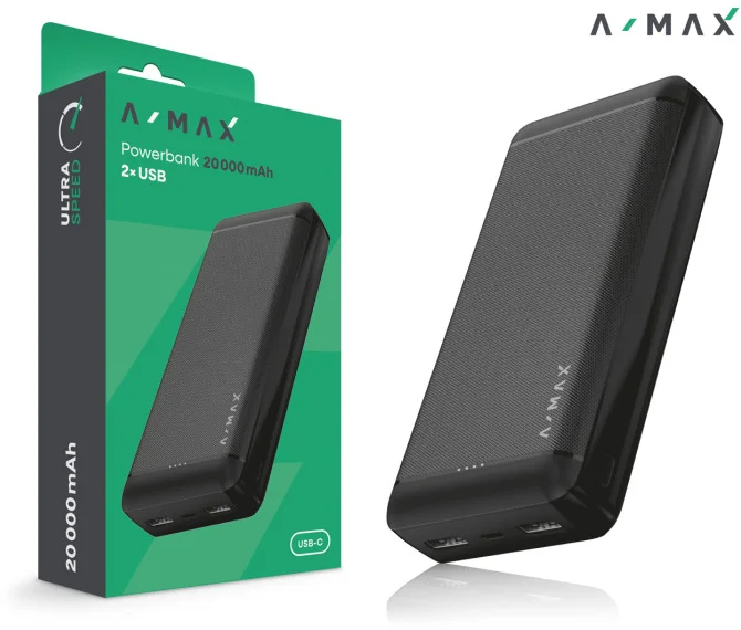 Powerbank A-MAX 10 000 mAh, čierna
