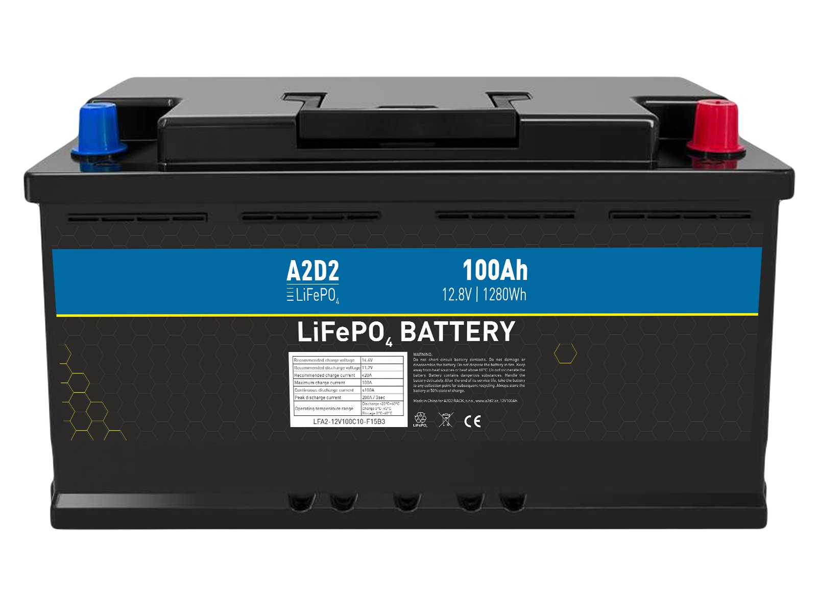 A2D2 batéria LiFePO4 12,8V 100Ah F15 Puzdro na autobatériu (Gotion cells)