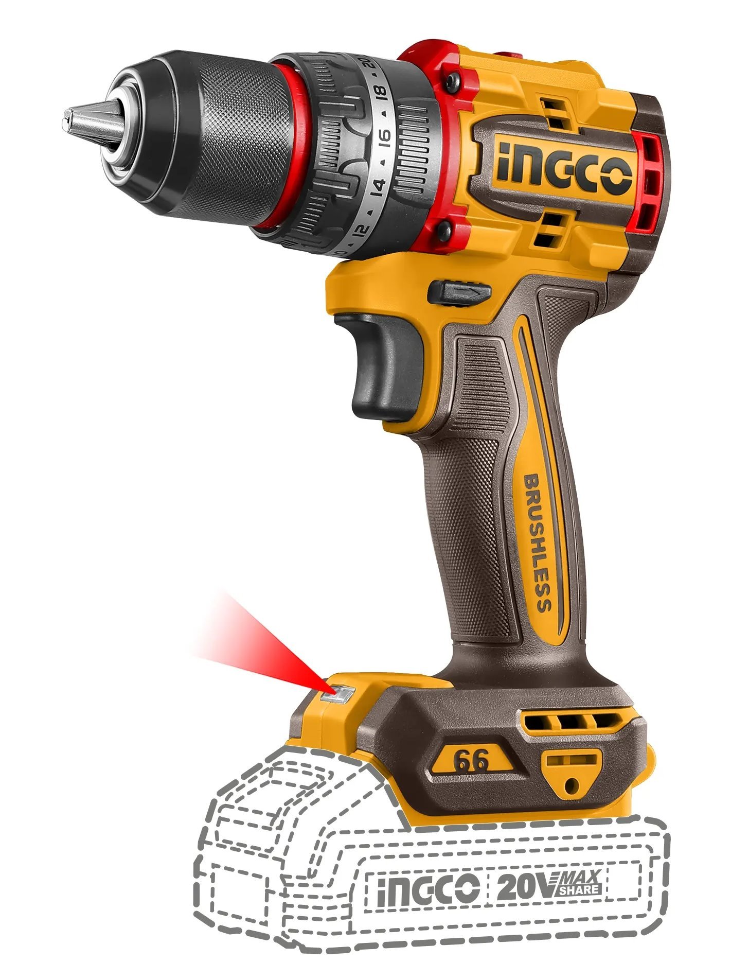 Ingco CIDLI206681 AKU skrutkovač s rázovým pohonom, 65 Nm, bez batérie a nabíjačky