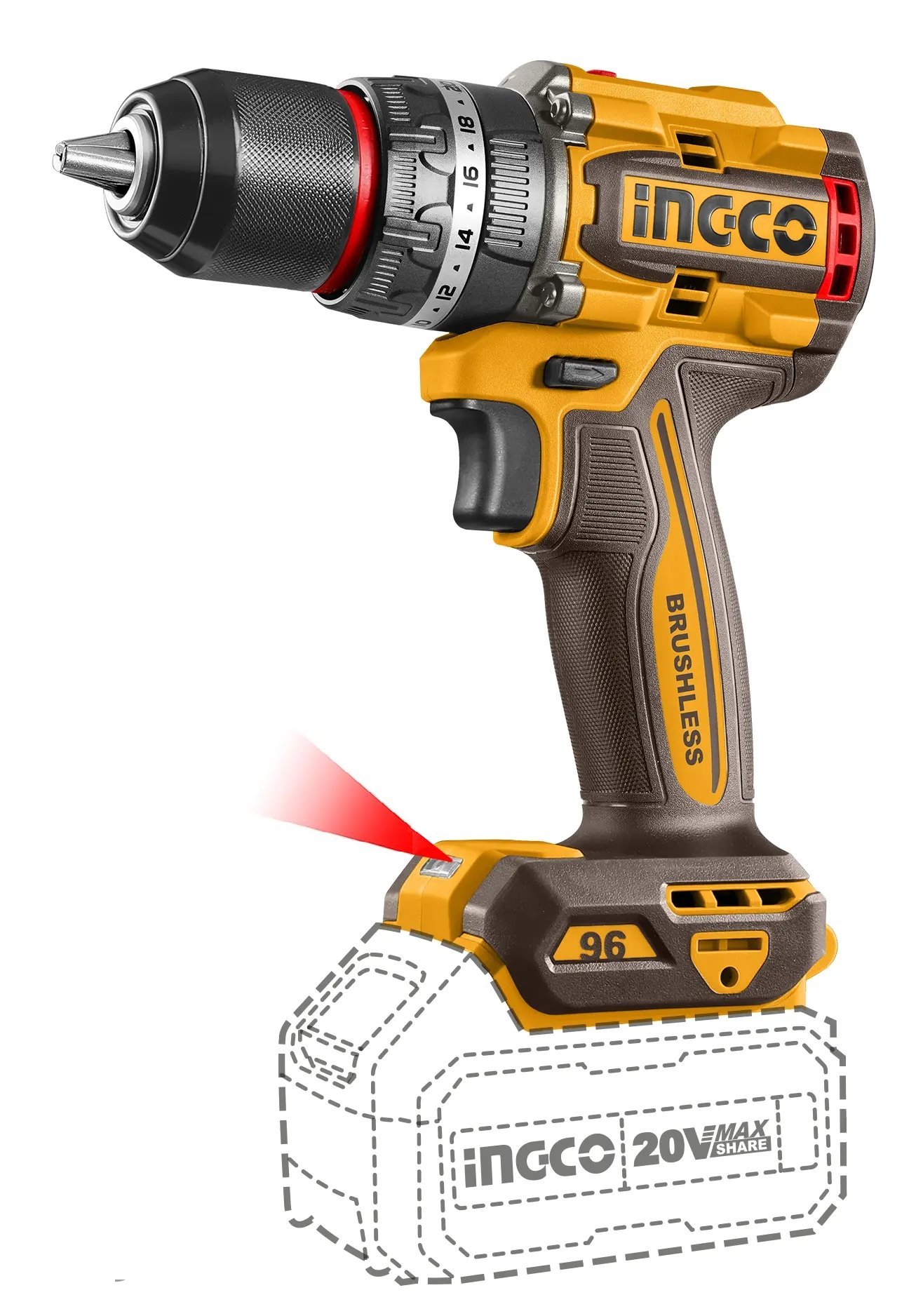 Ingco CIDLI206681 AKU skrutkovač s rázovým pohonom, 96Nm, vrátane batérie 2ks a nabíjačky