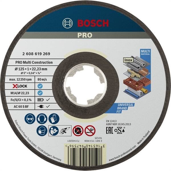 BOSCH Řezací kotouč PRO Multi Material X-Lock, 125 × 1 × 22,23 mm (2.608.619.269)