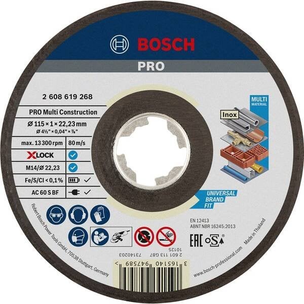 BOSCH Řezací kotouč PRO Multi Material X-Lock, 115 × 1 × 22,23 mm (2.608.619.268)