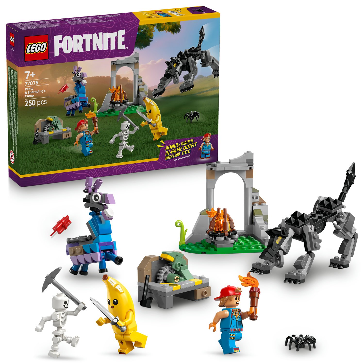 LEGO® Fortnite® Peely a Sparkplug a jejich tábořiště 77075