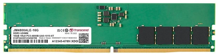 Transcend 16GB DDR5 4800 U-DIMM (JetRam) 1Rx8 2Gx8 CL40 1.1V