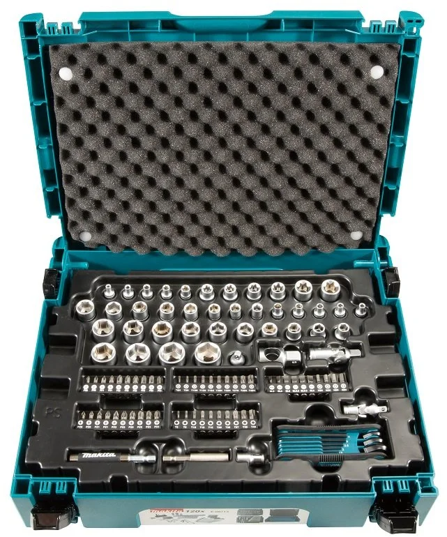 Makita E-08713 sada kľúčov, orechov, bitov 120 ks, Makpac