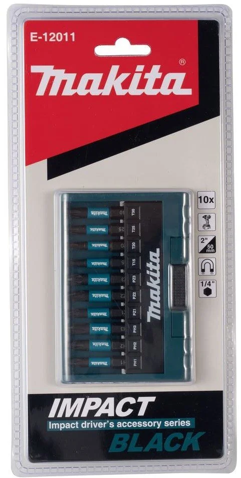 Makita E-12011 Sada torzných bitov 1/4" Impact Black, 10 ks
