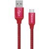 Kábel ColorWay USB-C 2 m 2,4 A, červený