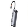 Baseus Metal Gleam Series 7in1 HUB USB-C (USB-C PD 100W, USB-C, 2* USB 3.0, HDMI, SD TF port) sivá