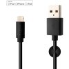 Dlhý dátový a nabíjací kábel FIXED s konektormi USB/Lightning, 2 metre, certifikácia MFI, čierny