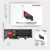 AXAGON PCEM2-ND, radič PCIe x8 - 2x M.2 NVMe M-key slot, RAID, podpora pre dosky bez rozdvojky, vrátane. LP