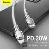 Baseus Cafule Series Nabíjací/dátový kábel USB-C na Lightning PD 20W 2m, biely