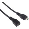 Predlžovací kábel PremiumCord microUSB 2.0 samec-samica, čierny 5 m