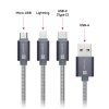 Connect IT Wirez 3v1 USB-C & microUSB & Lightning, strieborná sivá, 1,2 m