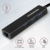 AXAGON HMA-GL3A, USB 3.2 Gén 1 húb, porty 3x USB-A + Gigabit Ethernet