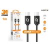 Dátový kábel ALIGATOR POWER 3A, USB-C/USB-C, 1m čierny DATKP31
