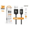 Dátový kábel ALIGATOR POWER 3A, USB-C , 1m čierny DATKP43