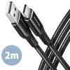 AXAGON BUCM-AM20AB, HQ kábel USB-C <-> USB-A, 2 m, USB 2.0