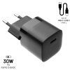 Mini sieťová nabíjačka FIXED s výstupom USB-C a káblom USB-C/USB-C, podpora PD, 1 meter, 30 W, čierna