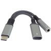 Redukcia PremiumCord USB-C / 3,5 mm jack s čipom DAC + USB-C na nabíjanie 13 cm