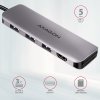 AXAGON HMC-HCR3A, rozbočovač USB 3.2 Gen 1, 3x porty USB-A, HDMI 4k/30Hz, SD/microSD, kábel USB-C 20 cm