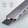 AXAGON HMC-HCR3A, rozbočovač USB 3.2 Gen 1, 3x porty USB-A, HDMI 4k/30Hz, SD/microSD, kábel USB-C 20 cm