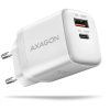 AXAGON ACU-PQ30W, napájacia nabíjačka 30 W, 2x port (USB-A + USB-C), PD3.0/PPS/QC4+/SFC/AFC/Apple, biela