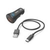 Sada Hama: rýchla USB nabíjačka do auta QC 3.0 19,5 W + kábel USB A-C 1,5 m