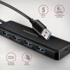 AXAGON HUE-C1A, 4x USB 5Gbps TRAVEL hub, napájací konektor USB-C, kábel USB-A 19 cm