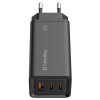 Nabíjačka ColorWay USB 1x USB-A, 2x USB-C/ 65W GaN3 Pro, čierna
